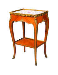 A FRENCH ORMOLU AND PORCELAIN-MOUNTED WALNUT TABLE A CAFE