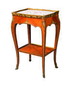 Commode de nuit. A FRENCH ORMOLU AND PORCELAIN-MOUNTED WALNUT TABLE A CAFE