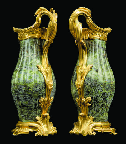 A PAIR OF FRENCH ORMOLU-MOUNTED GREEN-MARBLE EWERS - photo 2