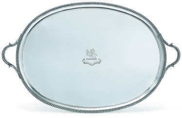 A GEORGE III SILVER TWO-HANDLED TRAY