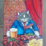 Cat and Beer Холст на подрамнике Лак Фэнтези Россия 2021 г. - фото 5