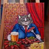 Cat and Beer Toile sur le sous-châssis Huile sur toile Fantasy Russie 2021 - photo 7