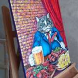 Cat and Beer Leinwand auf dem Hilfsrahmen Lack Fantasy Russland 2021 - Foto 8