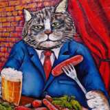 Cat and Beer Leinwand auf dem Hilfsrahmen Lack Fantasy Russland 2021 - Foto 9