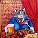 Cat and Beer Leinwand auf dem Hilfsrahmen Lack Fantasy Russland 2021 - Foto 10