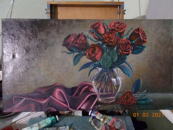 Красные розы Canvas Oil paint Classicism Russia 2018 - photo 1