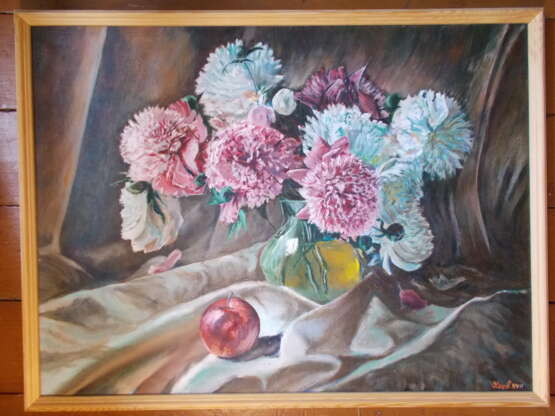 Painting “Bouquet of peonies”, Canvas, Oil paint, Classicism, Still life, Russia, 2017 - photo 1