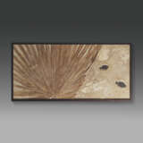A LARGE PLAQUE WITH FOSSIL PALM LEAVES AND FOSSIL FISH SPECIMENS - photo 1
