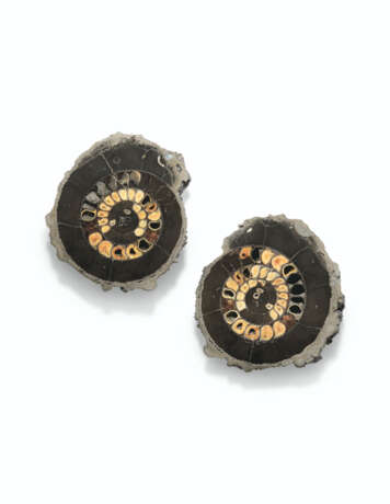 A PAIR OF PYRITIZED SPLIT AMMONITES - photo 1