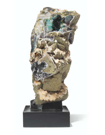 AN UPRIGHT SPECIMEN OF FLUORITE AND PYRITE - photo 3
