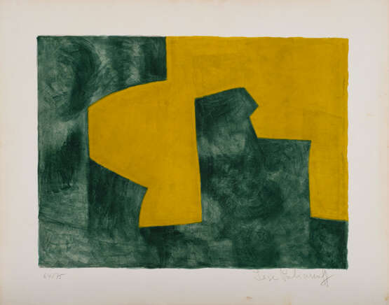 Serge Poliakoff. Serge Poliakoff (Mosca 1906 - Parigi 1969): Composition verte et jaune 1966 - Foto 1