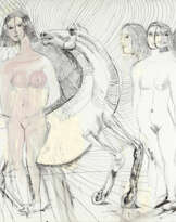 Bruno Cassinari (Piacenza 1912 - Milano 1992): Figure con cavallo 1987