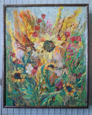 Painting “Autumn bloom”, Fiberboard, Multilayer paintings, Contemporary art, Still life, Russia, 2021 - photo 2