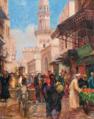 Straßenszene in Kairo. Friedrich Perlberg