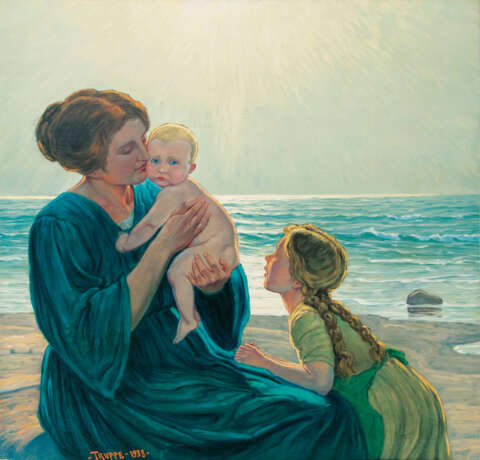 Mutter mit Kindern am Strand. Karl Truppe - photo 1