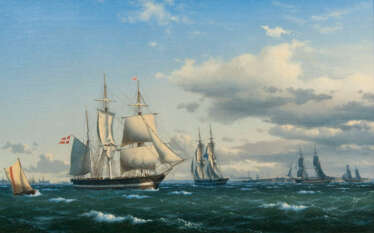 Dänische Schiffe und ein englisches Schiff. Carl Baagöe