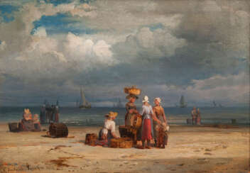 Fischersfrauen am Strand von Scheveningen. Carl Frederik Sörensen