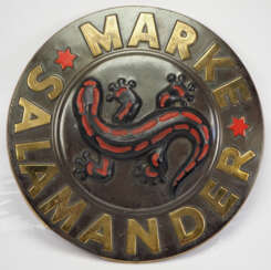 Messingschild Salamander Marke.