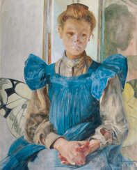Julia, die Tochter des Künstlers, in einem Schmetterlingsstuhl. Jacek von Malczewski