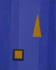 Gelbe Formen auf blauem Grund. Thilo Maatsch
