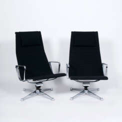 Paar Vintage Aluminium Lounge Chairs EA124. Charles & Ray Eames, tätig Mitte 20. Jahrhundert