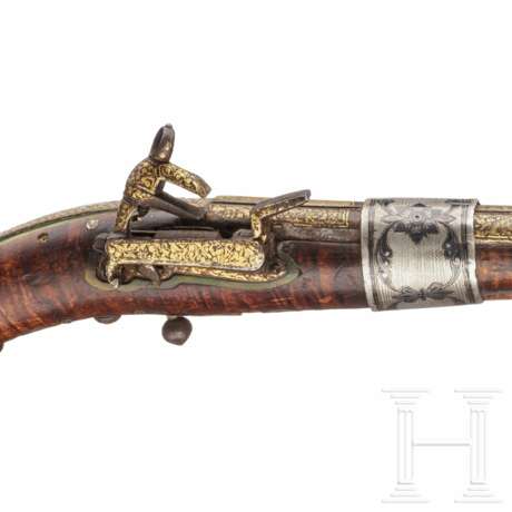 Doppelläufige kaukasische Miqueletpistole mit niellierter Silbermontierung, Mitte 19. Jahrhundert - photo 9
