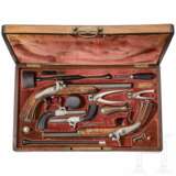 Vier Perkussionspistolen im Kasten, Pondevaux & Jussy, St. Etienne/Frankreich, um 1850 - фото 1
