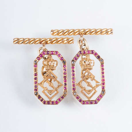 Paar Jugendstil Manschettenknöpfe mit Rubinen und Diamanten - фото 1