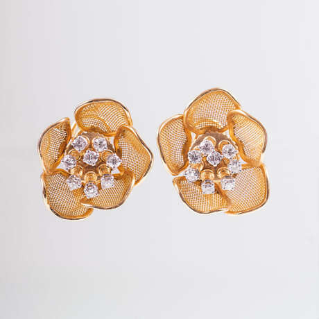 Paar französischer Vintage Ohrclips 'Blüten - En Tremblant' - photo 1