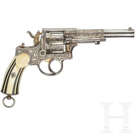 Revolver Chamelot Delvigne, graviert, vernickelt, um 1872 - Foto 2