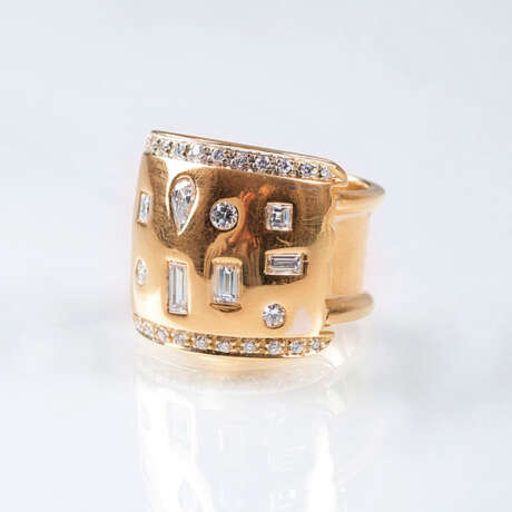 Moderner Gold-Diamant-Bandring - Foto 1