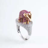 Außergewöhnlicher Brillant Ring mit Pink-Saphiren 'Elefant' - photo 1