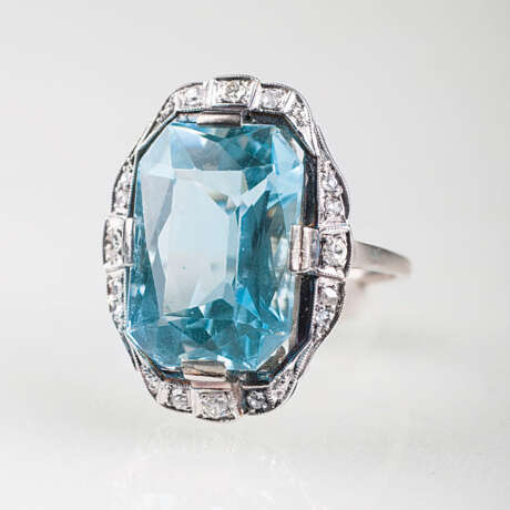 Jugendstil Aquamarin-Diamant-Ring - photo 1