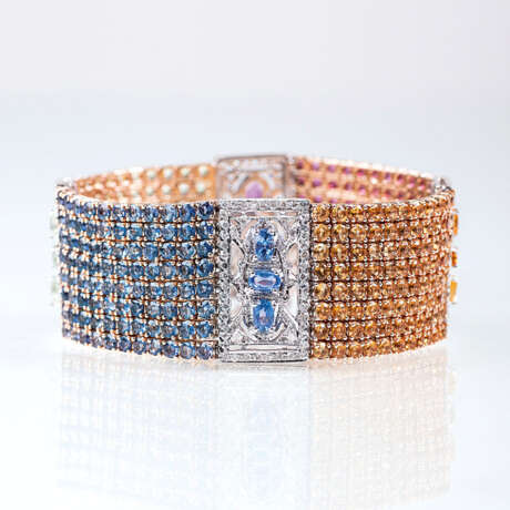 Farbfeines Edelstein-Armband mit Diamant-Besatz - photo 1