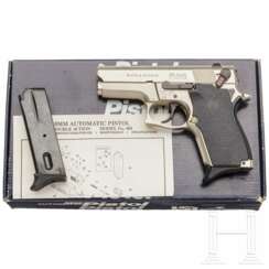 Smith & Wesson Modell 469, "The Minigun", Nickelfinish, im Karton