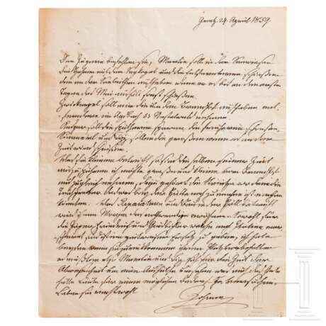 Erzherzog Johann von Österreich (1782-1859) – eigenhändiges Schreiben mit Anweisungen an seine Jäger vom 24. April 1859 - Foto 1
