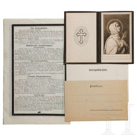 Kaiserin Elisabeth von Österreich - Sterbekärtchen, Programm zur Leichenfeier am 17. September 1898 sowie zwei Trauerpostkarten - фото 2