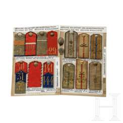 Sammlung russischer Schulterstücke der an der Schlacht von Tannenberg 1914 beteiligten russischen Regimenter, um 1910