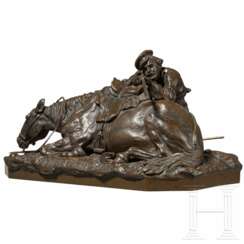 Figure en bronze d&#39;un cavalier russe par le sculpteur Grachev, fonderie Werfel, Russie, datée 1877