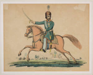 EVANS RICHARD (d’après). «Le Comte PLATOFF, chef des Cosaques». Gravure en couleurs. 22,5 x 28 cm. 