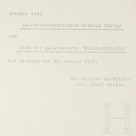 Aktenabschrift der Ernennungsurkunde Görings zum Chef der SA-Standarte "Feldherrnhalle" vom 12. Januar 1937 (6-2) - photo 3
