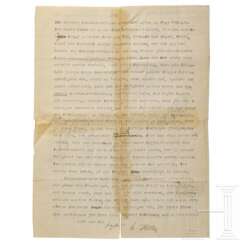 Adolf Hitler - lettre signée du 18 février 1921 sur sa rivalité avec le fondateur du Bayernbund Otto Ballerstedt