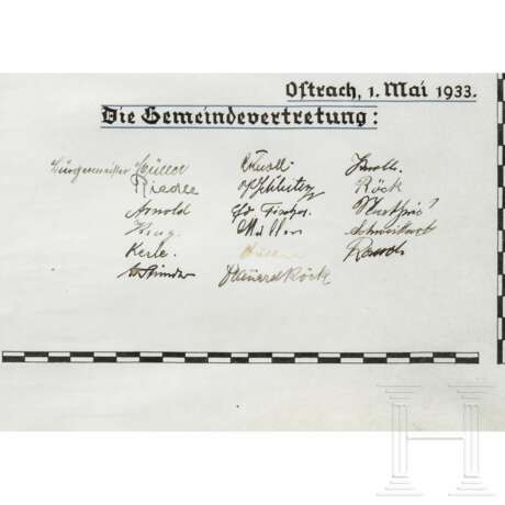Adolf Hitler – Ehrenbürgerbrief der Gemeinde Ostrach (Hohenzollern) - Foto 2
