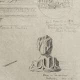 Albert Speer – Zeichnung mit einer florentinischen Truhe, einer Medaille der Peterskirche und einer antiken Säulenbasis - photo 5