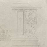 Albert Speer – Zeichnung mit einer florentinischen Truhe, einer Medaille der Peterskirche und einer antiken Säulenbasis - Foto 6