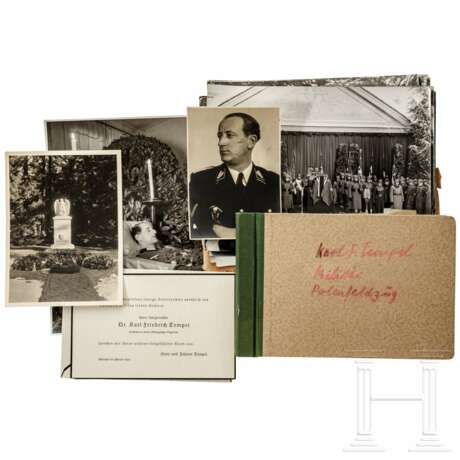 Karl Tempel, Bürgermeister von München – Fotoalbum mit ca. 80 Fotos als Leutnant der Gebirgsjäger 1939, ein Portraitfoto und 14 großformatige Fotos seiner Beerdigung sowie ein Trauer-Danksagungsschreiben - photo 2
