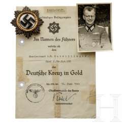 Hauptmann Fritz Gutwillinger – Deutsches Kreuz in Gold mit vorläufigem Besitzeugnis vom Juni 1944