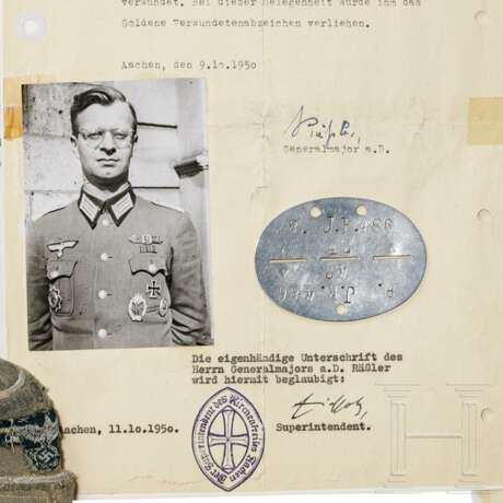 Hauptmann Fritz Gutwillinger – Wehrmacht-Feldbluse, zwei Offiziersschiffchen und seine Erkennungsmarke IR 486 - photo 3