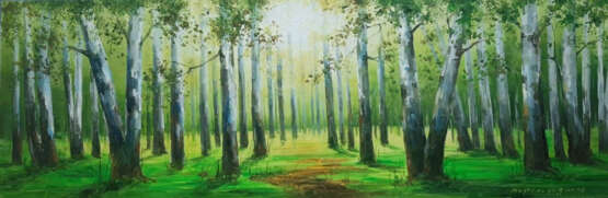 Painting “Birch trees”, Fiberboard, Oil paint, Realist, Landscape painting, 2021 - photo 1