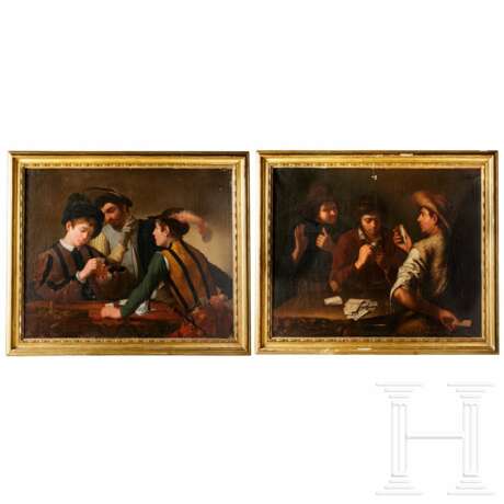 Ein Paar altmeisterliche Gemälde - Die Falschspieler, Italien, 17. Jahrhundert - фото 1